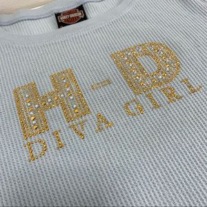 Harley Davidson waffle knit long sleeve gems